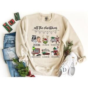 All The Christmas Movie Grinch Holiday Fan Funny Cozy Unisex Crewneck Sweatshirt